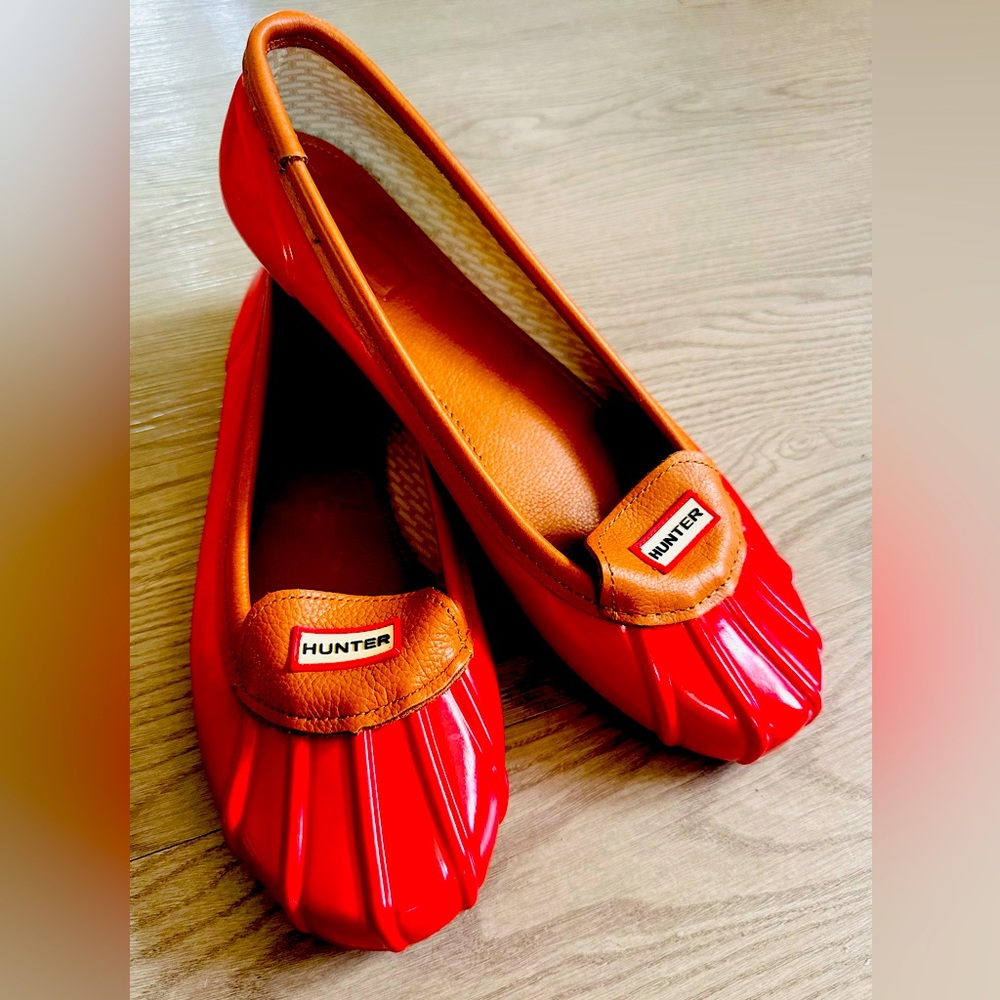 Hunter Boots Rain Flats Waterproof Red